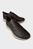 Erkek Hakiki Deri Bağcıklı Ayakkabı KAHVERENGİ