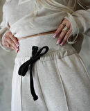 MDB Kadın Uzun Kollu Nope Baskılı Beli Ribanalı Ikili Takım