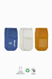 Bistyle Basic Kaymaz Penye Soket Çorap 3'Lü BS10106 İndigo Ekru Hardal