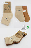 Bistyle Bear Penye Soket Çorap 2'Li BS10116 Bej