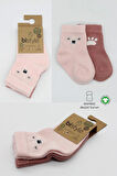 Bistyle Bear Penye Soket Çorap 2'Li BS10116 Pembe