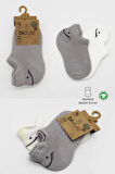 Bistyle 2'li Sneakers Smile Penye Çorap Bs20106 Gri Ekru