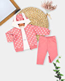 3-18 Ay Kız Bebek Takımı Tavşan Kulaklı Puanlı 3'lü Pembe