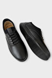 Erkek Hakiki Deri Akıllı Bğcıklı Günlük Ayakkabı  SİYAH