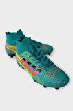 Erkek Boğazlı Renkli Desenli Halı Saha ve Çim Saha Kramponu  TURKUAZ