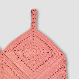 Uretti - Yıldız 7202 - El Örgüsü Crop Büstiyer Bikini Üstü Motif - Pembe