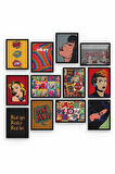 Pop Art 12 Parça Ahşap Mdf Tablo Zlltb215