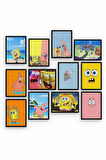 Sünger Bob 12 Parça Ahşap Mdf Tablo Zlltb233