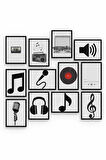 Müzik 12 Parça Ahşap Mdf Tablo Zlltb195