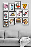 Fast Food 12 Parça Ahşap Mdf Tablo Zlltb177