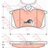 ARKA FREN BALATASI MEGANE II A3 GOLF PASSAT II.III.IV VENTO JETTA II OCTAVIA CORDOBA IBIZA TOLEDO P405 I II - YUKSEKLIK 52.9 MM. UZUNLUK 87 MM. KALINLIK 17 MM - TRW GDB823