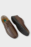 Erkek Bağcıklı Topuk Destekli Konfor Ortopedik İçi Dışı Hakiki Deri Ayakkabı KAHVERENGİ
