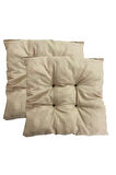 Dekoratif Pofidik Puf Sandalye Minderi Kare 35x35x7 Cm-krem(2 Adet)