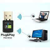 Coofbe 2.4 GHz +5 GHz Çift Bant 600 Mbps USB Wifi Dönüştürücü Kablosuz WİFİ Çoğaltıcı USB to Wifi Kit