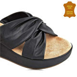 Muya Budka 33264 Kadın Deri Anatomik Terlik Siyah