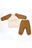 Nakış Fil Detaylı 3 İplik İkili Bebe Takımı