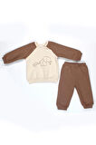 Nakış Fil Detaylı 3 İplik İkili Bebe Takımı
