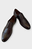 Erkek Bağcıklı Hakiki Deri Ayakkabı KAHVERENGİ