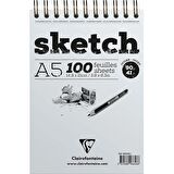 Clairefontaine Sketch Blok 90g Üstten Spiralli A5 100 Yaprak