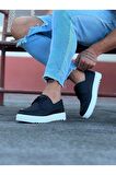 Saraclı Casual Ayakkabı Vegan Siyah Topuk Boyu 3 Cm