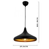 Pera Siyah Tekli Modern Retro Sarkıt Retro Salon Avize 