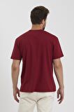 Erkek Comfort Fit Bisiklet Yaka Basic Tişört Bordo