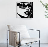 Siyah Ahşap Miami Kadın 50cm X 55cm Tablo Duvar Dekoru 3mm Mdf Lazer Kesim