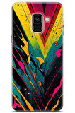Samsung Galaxy A8 2018 uyumlu Renkler 17 Baskılı Kapak Soyut Renk Sarı