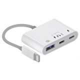 Coofbe İpad iphone Otg Hub -Usb Type C To Kulaklık ve Usb Kamera Okuyucu İphone Mouse Klavye Okuyucu