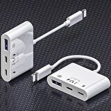 Coofbe İpad iphone Otg Hub -Usb Type C To Kulaklık ve Usb Kamera Okuyucu İphone Mouse Klavye Okuyucu