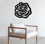 Siyah Ahşap Gül 2 65cm X 61cm  Duvar Dekoru 3mm Mdf Lazer Kesim