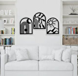 Siyah Ahşap Geometrik Ruh 25cm X 32cm - 3 adet Tablo Duvar Dekoru 3mm Mdf Lazer Kesim