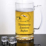 Yaramıyorsa İçmeyeceksin Başkan Yazılı Cam Bira Bardağı – Mizahi Hediyelik Kupa