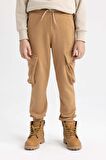 DeFacto Erkek Çocuk Kargo Cepli Beli Bağcıklı Lastikli Paça Jogger Pantolon B6631A824SPBG324