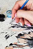 Color Kırmızı Elbiseli Kadın Sayılarla Boyama Seti, Yetişkin Boyama, 40x50 Tuval, Kendin Yap Hobi