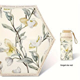Forget Me Not Çiçek Desenli Otomatik Şemsiye, Krem Rengi, 91 cm Çap, Katlanabilir, Taşınabilir