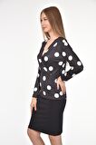 DRR Moda Mikro Kumaş V-Yaka Puantiyeli Bluz