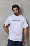 Erkek Baskılı T-Shirt Kısa Kol Bisiklet Yaka Regular Fit Rahat Kalıp Günlük Tişört - Beyaz