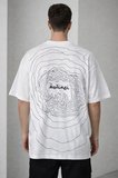 Erkek Bisiklet Yaka Baskılı Kısa Kollu Tişört Streetwear Günlük Basic Pamuklu T-shirt - Beyaz