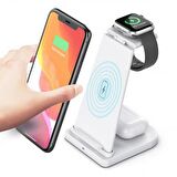 Coofbe Super Şarj 15W 3İN1 Kablosuz Şarj Standı iPhone+iWatch+AirPods Şarj Stadı Masaüstü Şarj Standı
