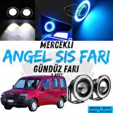 Fiat Doblo D1 2000-2005 Uyumlu Üniversal Mercekli Angel Sis Farı Metal Su Geçirmez 76 mm Buz Mavi Halkalı Gündüz Farı Angel Eyes 2 Adet