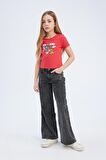 DeFacto Kız Çocuk Tom & Jerry Cropped Fit Bisiklet Yaka Kısa Kollu Tişört E0479A825SPRD206