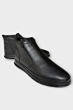 Erkek Hakiki Deri Fermuarlı Soğuk Geçirmez Bot SİYAH