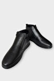 Erkek Hakiki Deri Fermuarlı Soğuk Geçirmez Bot SİYAH