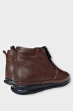 Erkek Hakiki Deri Fermuarlı Soğuk Geçirmez Bot KAHVERENGİ