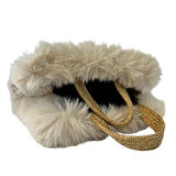 Uretti - Ayşe 4723 El Yapımı Peluş Kürklü Model Tress İp El Çantası / 24 cm x 27 cm