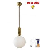 Arlo Tekli Eskitme Camlı Sarkıt -Led Ampul  Dahil Modern Koridor Mutfak Salon Sarkıt Avize