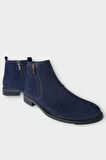 Erkek Hakiki Deri Çift Fermuar Detay Bot LACİVERT