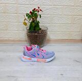 Alessio 4018 Gri Pembe Örgü Tekstil Kız Çocuk Spor Ayakkabı