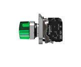 Schneider Electric XB4BK123M5, yeşil eksiksiz ışıklı mandal buton Ø22 2 konumlu sabit 1NA+1NK 230V